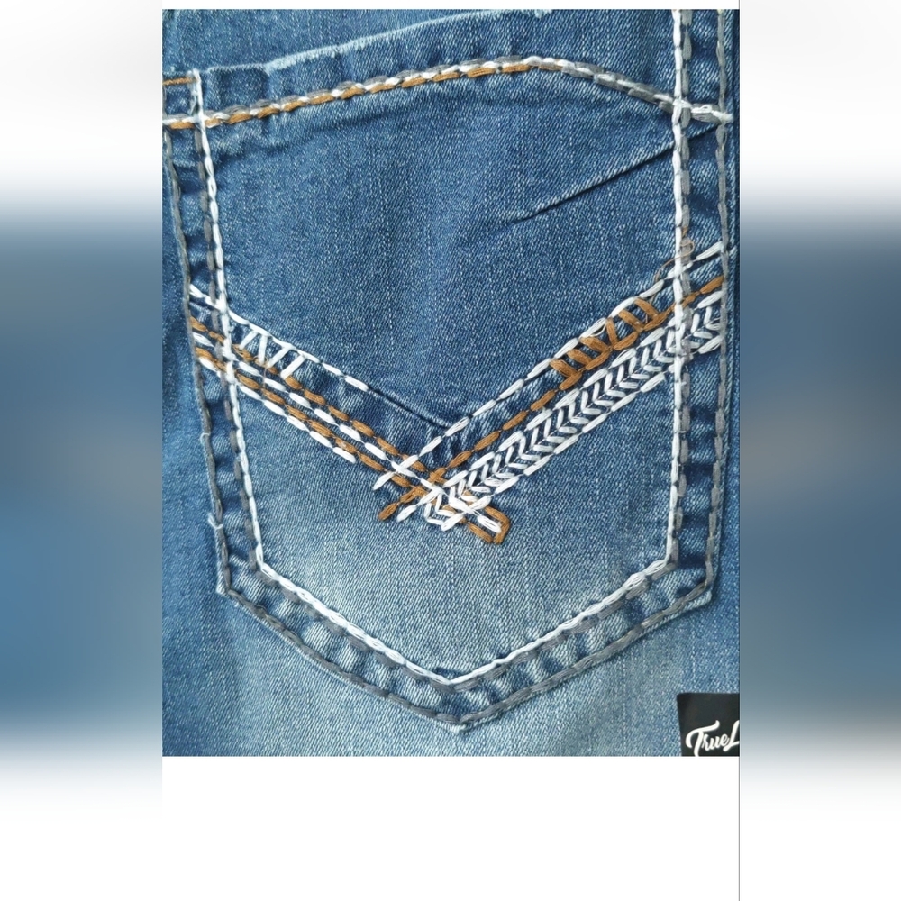 True luck style tl23042630 relaxed straight men jeans Size36x32 Light Stone Blue - Picture 4 of 13